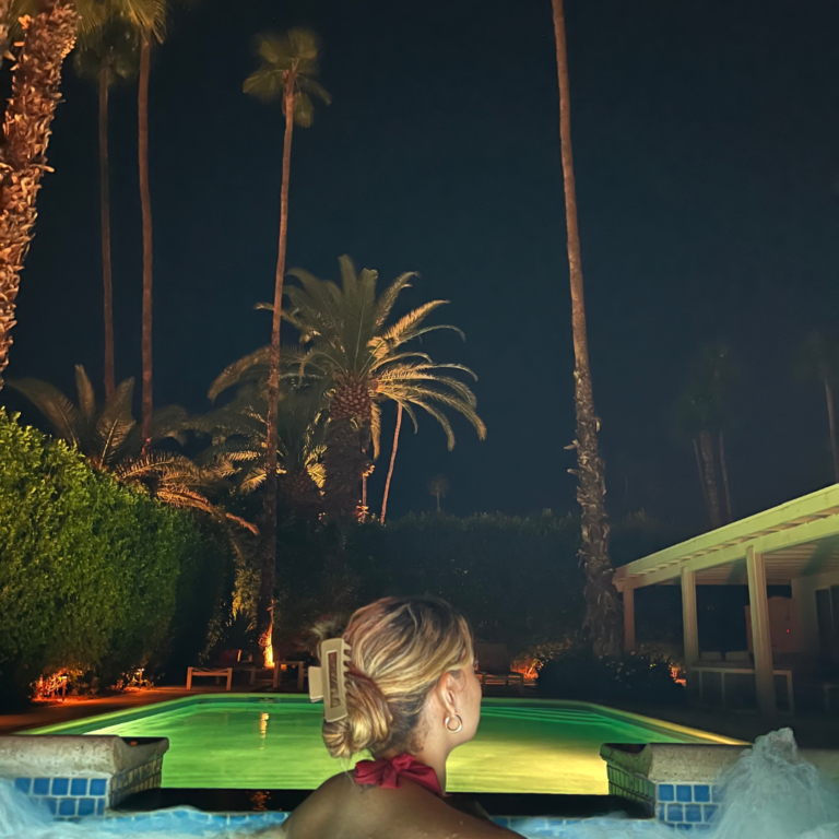 female in private pool in Palm Springs California